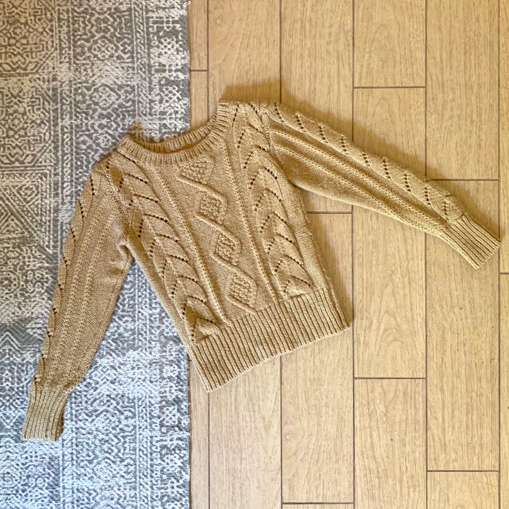 Sessun Caramel/Tan Wool Cable Knit Sweater